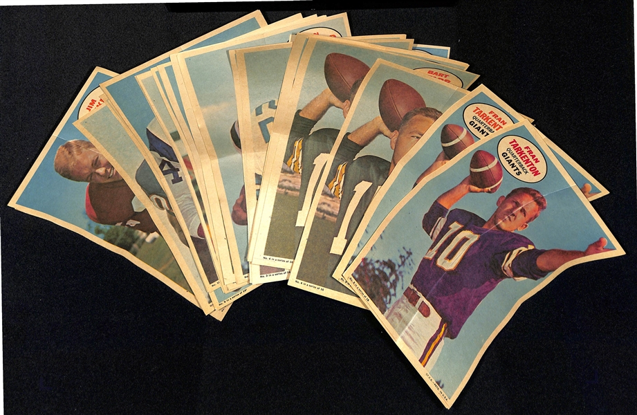 Assorted Football Lot of Topps Insert Cards from Late 1960s - Early 1970s w. 1968 Topps Posters (Starr/Unitas/Hayes/Tarkenton)