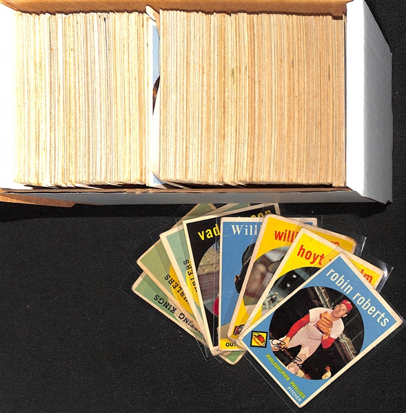 Lot of (350+) 1958 & 1959 Topps Baseball Cards w. 1959 Robin Roberts