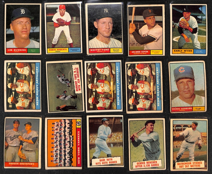 Lot of (350+) 1961 Topps Baseball Cards w. Jim Bunning