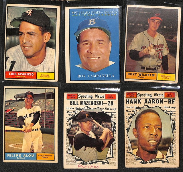 Lot of (350+) 1961 Topps Baseball Cards w. Jim Bunning
