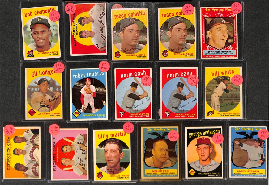 Lot of (25+) 1959 Topps Baseball Cards w. Clemente, Mays, Koufax, Musial and Others