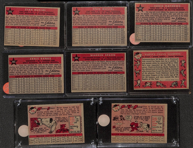 Lot of (20+) 1958 Topps Baseball Stars w. Ted Williams, Willie Mays, Hank Aaron, Stan Musial and Others
