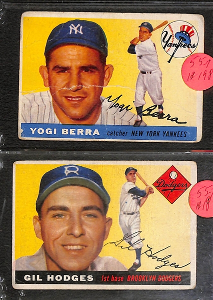 1955 Baseball Card Lot of (6) Topps and (30+) Bowman w. Berra, Campanella, Reese and Others