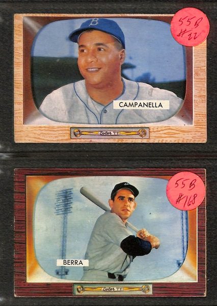 1955 Baseball Card Lot of (6) Topps and (30+) Bowman w. Berra, Campanella, Reese and Others