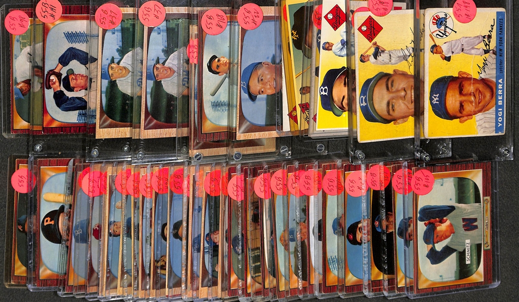 1955 Baseball Card Lot of (6) Topps and (30+) Bowman w. Berra, Campanella, Reese and Others