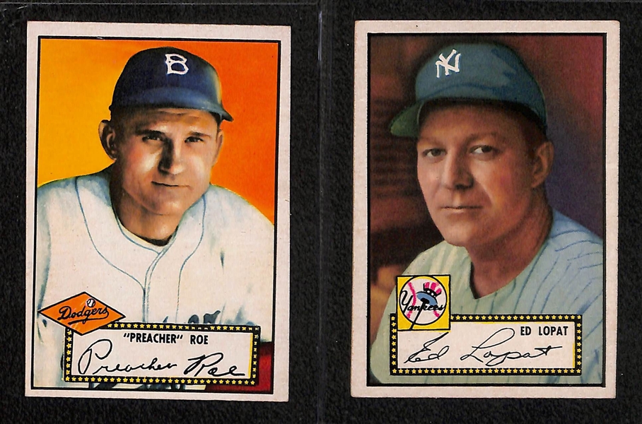 Lot of (10) 1952 Topps Baseball w. (2) Al Rosen, Enos Slaughter, Dom DiMaggio and Others