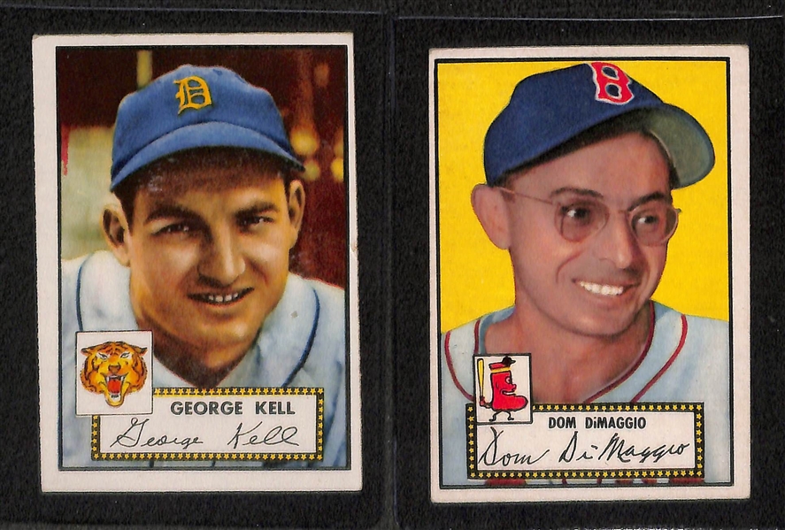 Lot of (10) 1952 Topps Baseball w. (2) Al Rosen, Enos Slaughter, Dom DiMaggio and Others