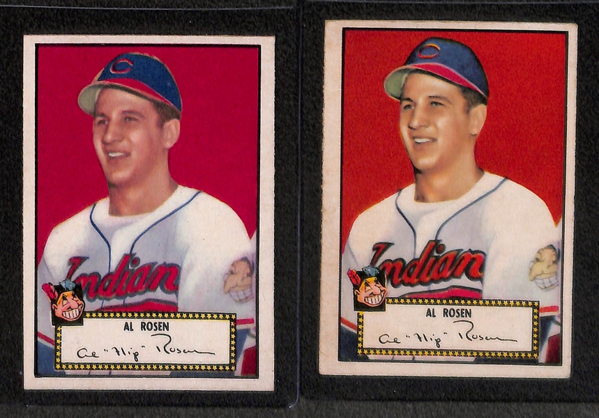 Lot of (10) 1952 Topps Baseball w. (2) Al Rosen, Enos Slaughter, Dom DiMaggio and Others