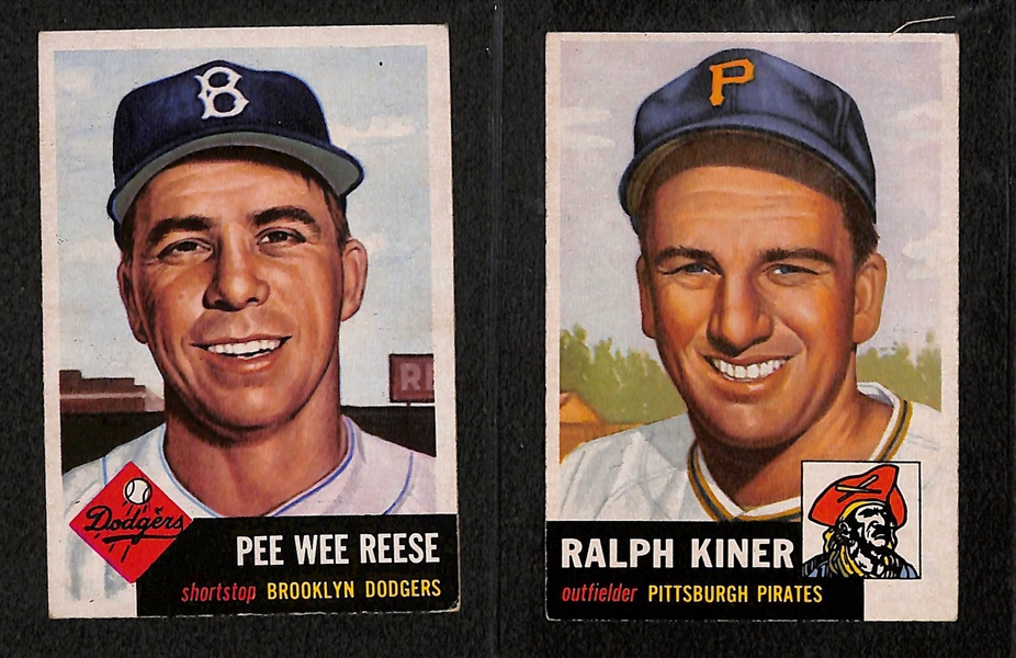 Lot of (19) 1953 Topps Baseball w. Ralph Kiner, Johnny Mize, Pee Wee Reese and Others
