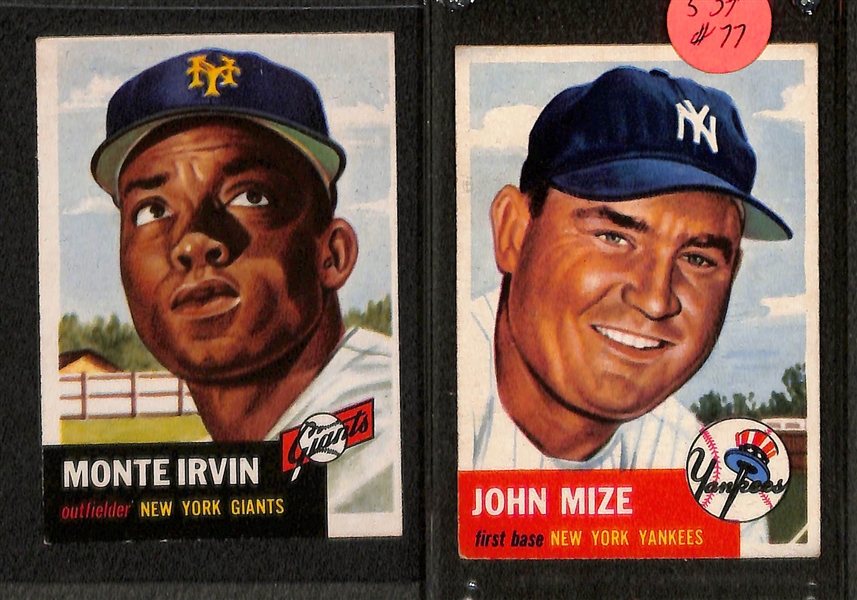 Lot of (19) 1953 Topps Baseball w. Ralph Kiner, Johnny Mize, Pee Wee Reese and Others