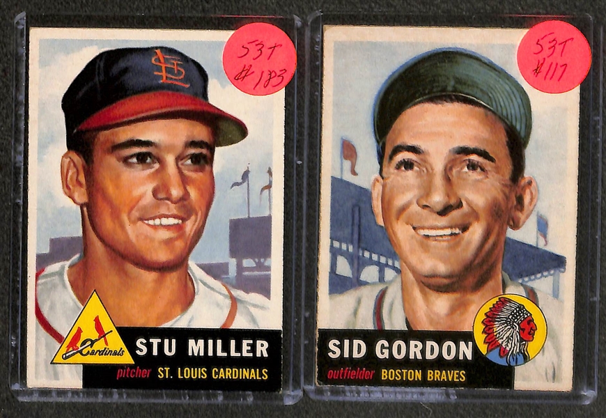 Lot of (19) 1953 Topps Baseball w. Ralph Kiner, Johnny Mize, Pee Wee Reese and Others