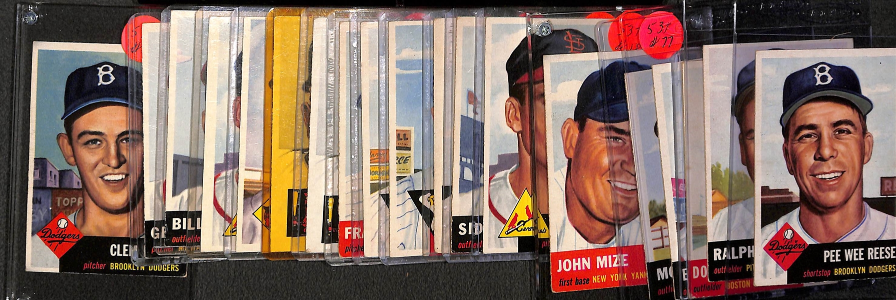 Lot of (19) 1953 Topps Baseball w. Ralph Kiner, Johnny Mize, Pee Wee Reese and Others