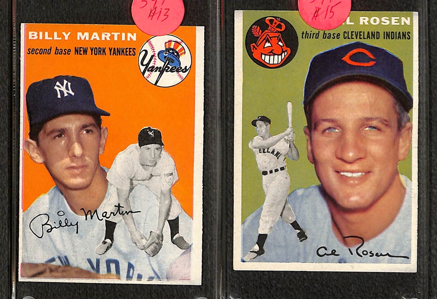 Lot of (17) 1954 Topps Baseball w. Billy Martin, Al Rosen, Dick Groat, Hoyt Wilhelm and Others