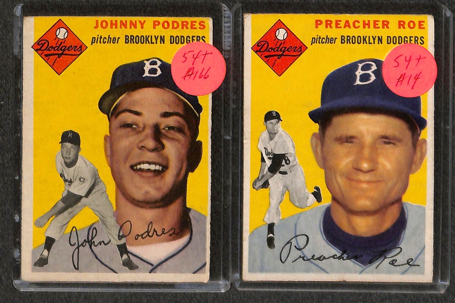 Lot of (17) 1954 Topps Baseball w. Billy Martin, Al Rosen, Dick Groat, Hoyt Wilhelm and Others