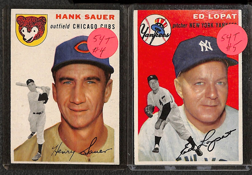 Lot of (17) 1954 Topps Baseball w. Billy Martin, Al Rosen, Dick Groat, Hoyt Wilhelm and Others