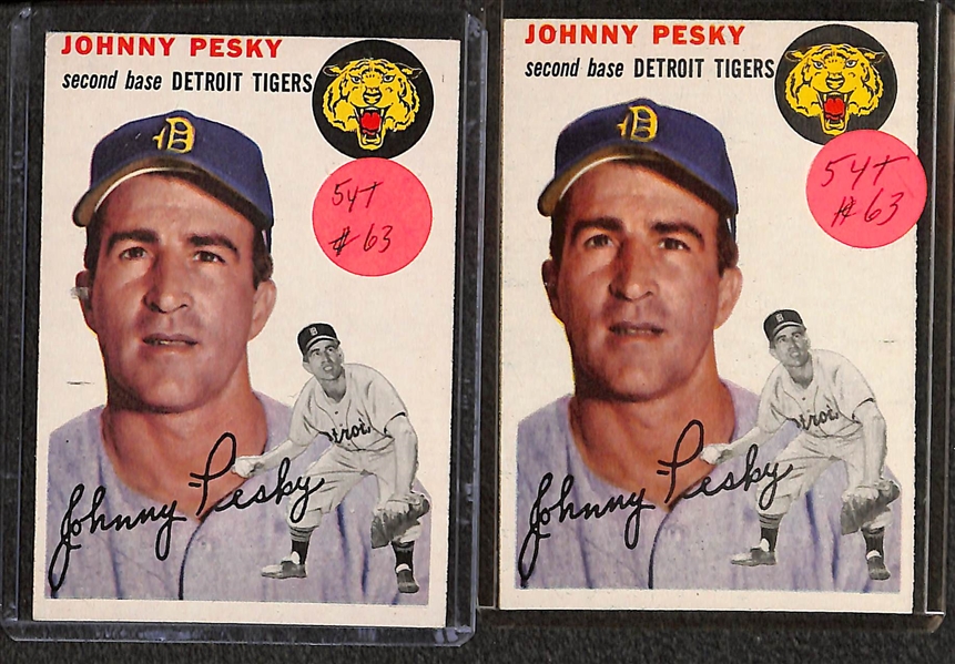Lot of (17) 1954 Topps Baseball w. Billy Martin, Al Rosen, Dick Groat, Hoyt Wilhelm and Others