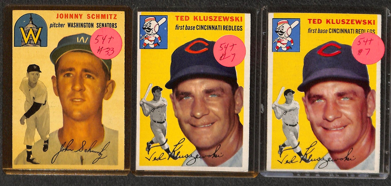 Lot of (17) 1954 Topps Baseball w. Billy Martin, Al Rosen, Dick Groat, Hoyt Wilhelm and Others