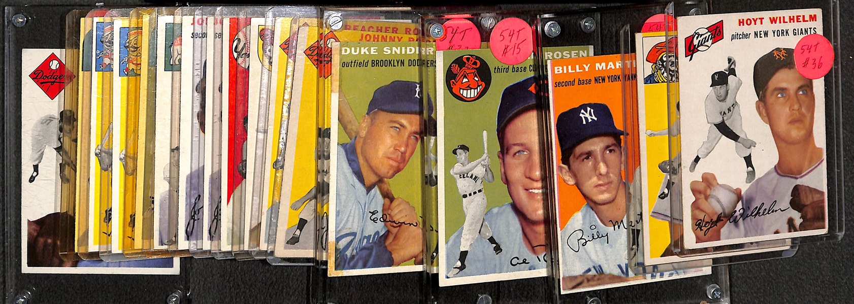 Lot of (17) 1954 Topps Baseball w. Billy Martin, Al Rosen, Dick Groat, Hoyt Wilhelm and Others