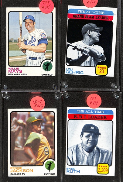 Lot of (65+) 1970s Topps Baseball Cards w. Pete Rose, Willie Mays, Carlton Fisk, Nolan Ryan, Roberto Clemente, and Many More