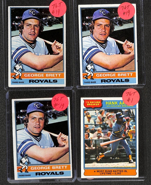 Lot of (65+) 1970s Topps Baseball Cards w. Pete Rose, Willie Mays, Carlton Fisk, Nolan Ryan, Roberto Clemente, and Many More