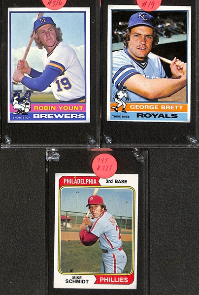 Lot of (100+) 1970s Topps Baseball Cards w. Hank Aaron, Carl Yastrzemski, Mike Schmidt, and More