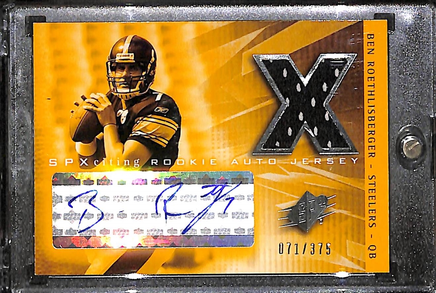2004 SPX Ben Roethlisberger Autographed Rookie Card #71/375 w. Jersey Relic