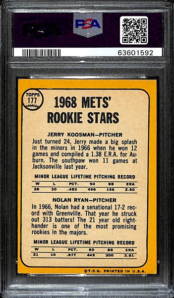 1968 Topps Mets Rookies #177 Nolan Ryan Graded Rookie Card PSA 4 VG-EX