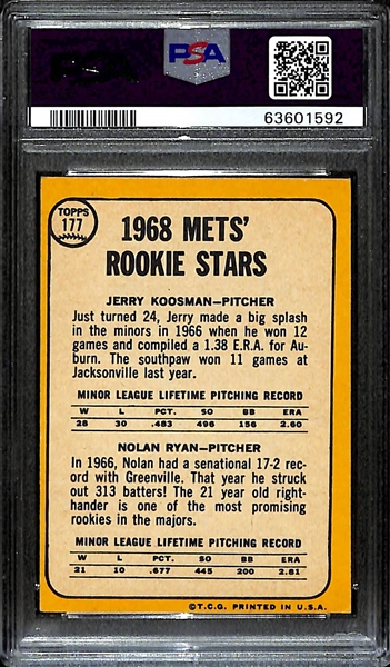 1968 Topps Mets Rookies #177 Nolan Ryan Graded Rookie Card PSA 4 VG-EX