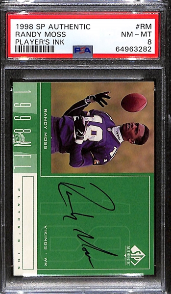 1998 SP Authentic Randy Moss Player's Ink  Autographed Rookie Card PSA 8