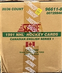Sealed Case of 1991-92 Score NHL Hockey Series 1 (20 Boxes per Case) - Canadian Version