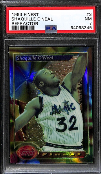 1993 Finest Shaquille O'Neal #3 Refractor Graded PSA 7 NM (Rare)