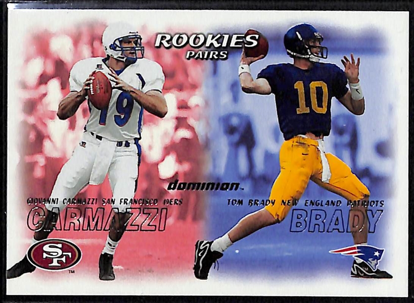 (3) 2000 Tom Brady Rookie Cards - Fleer Tradition Glossy, #352, Skybox Dominion #234, Pacific Aurora #84