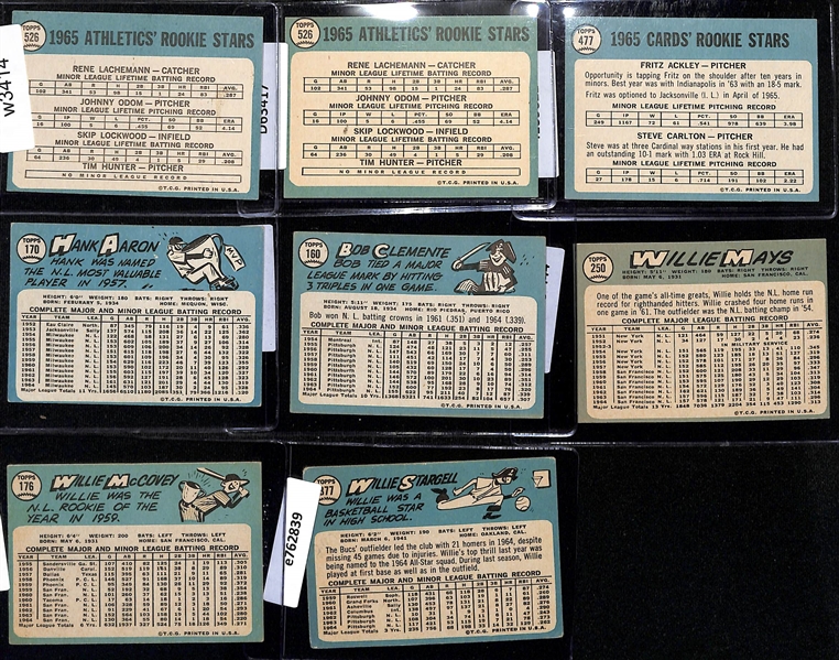 Lot of (80) 1965 Topps Baseball Cards w. Catfish Hunter Rookie Card x2