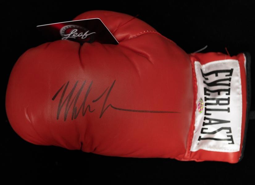 Lot of (3) Autographed Boxing Gloves w. Mike Tyson, Jake LaMotta, and Willie Pep (JSA and Leaf COAs)