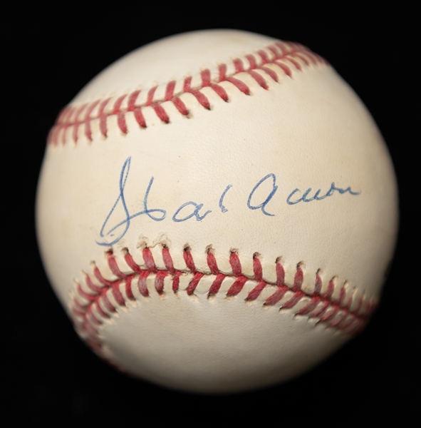(2) Hank Aaron Autographed Official National League and Major League Baseballs (JSA and PSA Cert)