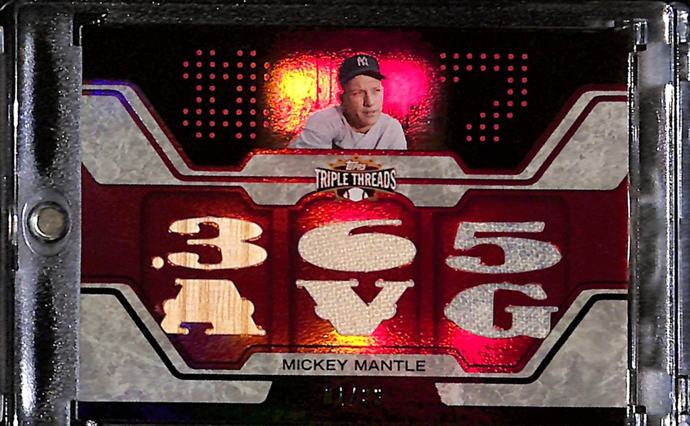 2008 Topps Triple Mickey Mantle 6-Relic Jersey/Bat Card #ed 1/36