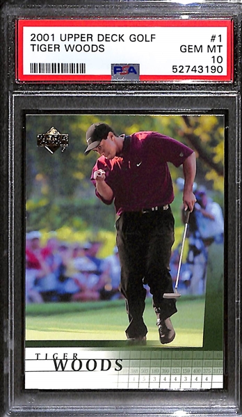 2001 Upper Deck Golf Tiger Woods #1 Rookie Card Graded PSA 10 Gem Mint!