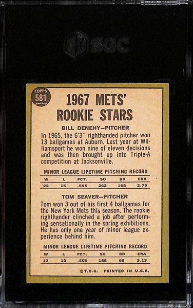 1967 Topps Tom Seaver Rookie Card #581 (Mets Rookie Stars) Graded SGC Authentic (Appears Undersized/Trimmed)