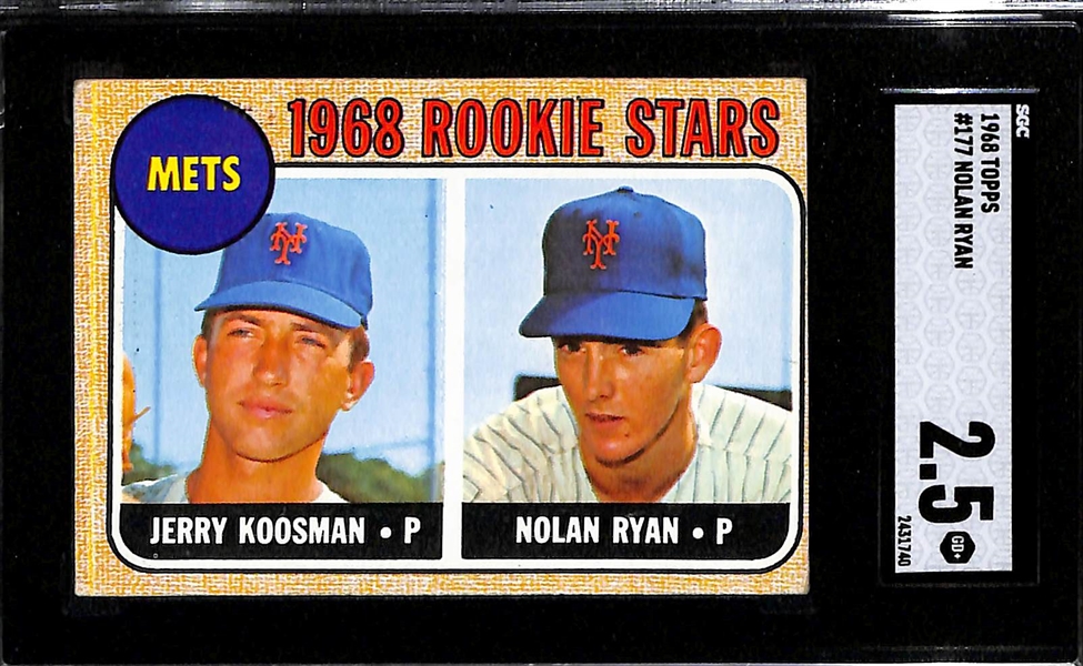 1968 Topps Nolan Ryan Rookie Card #177 (Mets Rookie Stars w. Jerry Koosman) Graded SGC 2.5