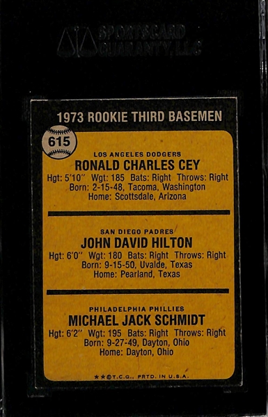 Pack Fresh 1973 Topps Mike Schmidt #615 Rookie Card Graded SGC 7 NM