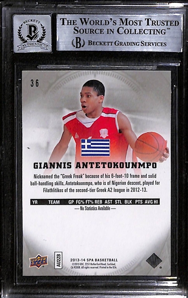 2013-14 SP Authentic Giannis Antetokounmpo #36 Signed Rookie Card (Beckett BAS Authenticated - 10 Auto Grade!)