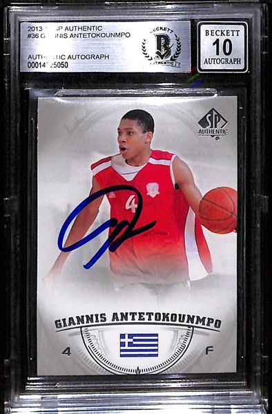 2013-14 SP Authentic Giannis Antetokounmpo #36 Signed Rookie Card (Beckett BAS Authenticated - 10 Auto Grade!)