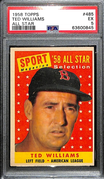 1958 Topps Ted Williams All-Star #485 Graded PSA 5 EX