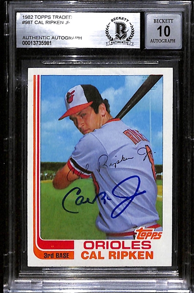 1982 Topps Traded Cal Ripken Jr. #98T Signed Rookie Card  (Beckett BAS Authenticated - 10 Auto Grade!)