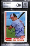 1982 Topps Traded Cal Ripken Jr. #98T Signed Rookie Card  (Beckett BAS Authenticated - 10 Auto Grade!)