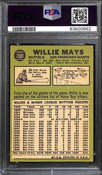 1967 Topps Willie Mays #200 Graded PSA 5 EX