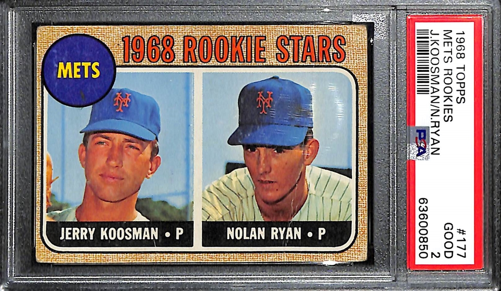 1968 Topps Nolan Ryan Rookie Card #177 Graded PSA 2 GD