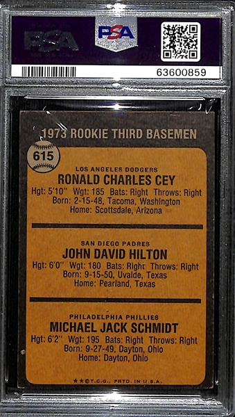 1973 Topps Mike Schmidt Rookie Card #615 Graded PSA 4 VG-EX