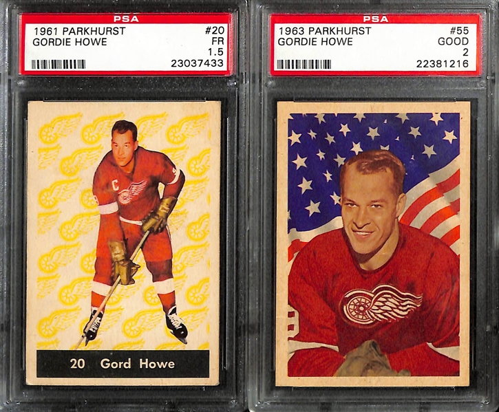 Lot of (6) Mostly 1960s Graded Hockey Cards w. Gordie Howe