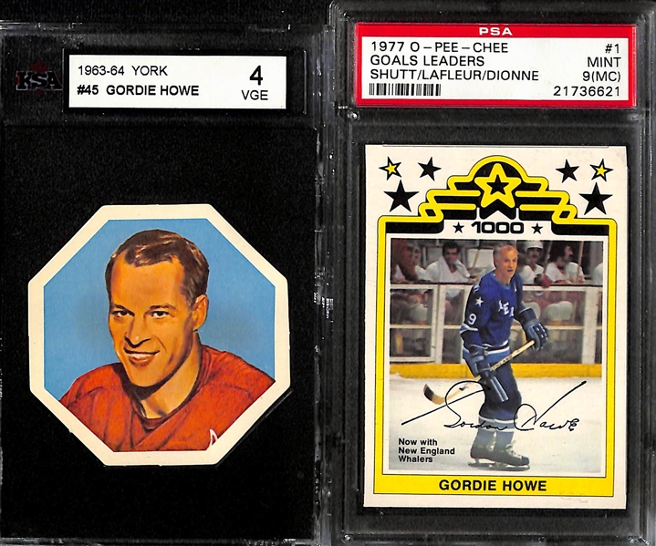 Lot of (6) Mostly 1960s Graded Hockey Cards w. Gordie Howe